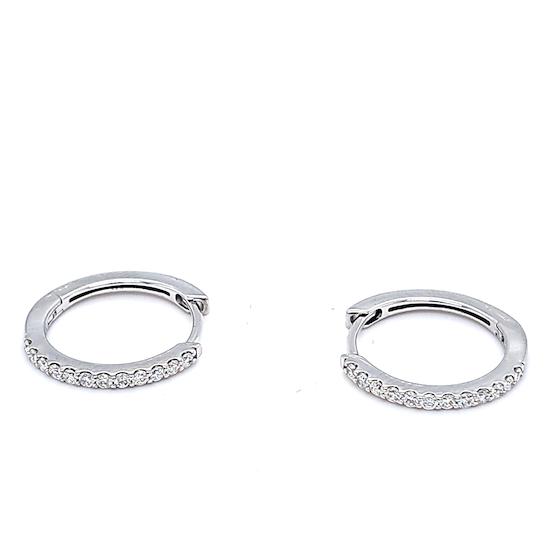 14k White Gold Diamond Round Earrings