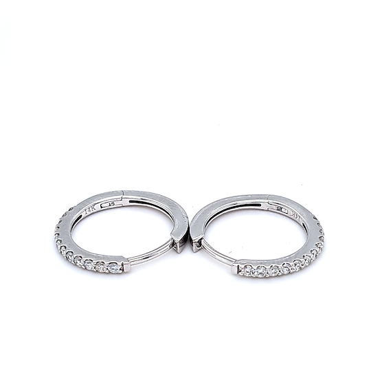 14k White Gold Diamond Round Earrings