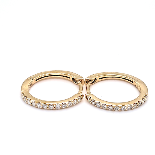 14k Yellow Gold Diamond Round Earrings