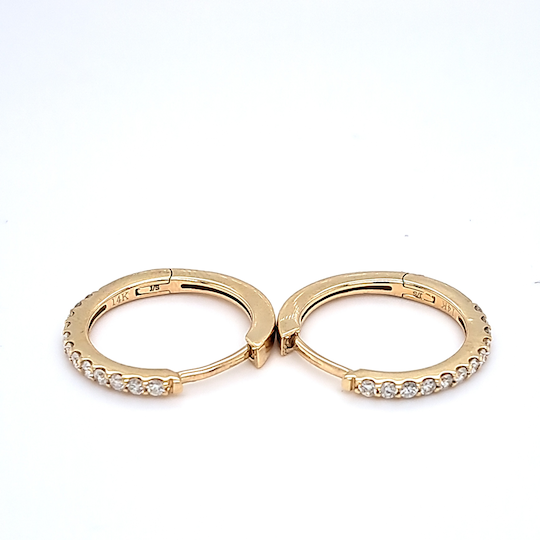 14k Yellow Gold Diamond Round Earrings