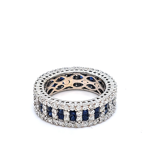 18k White Gold Diamond and Sapphire Eternity Band