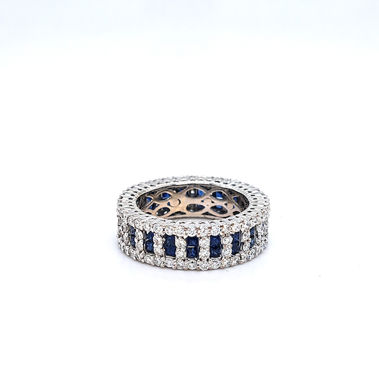 18k White Gold Diamond and Sapphire Eternity Band