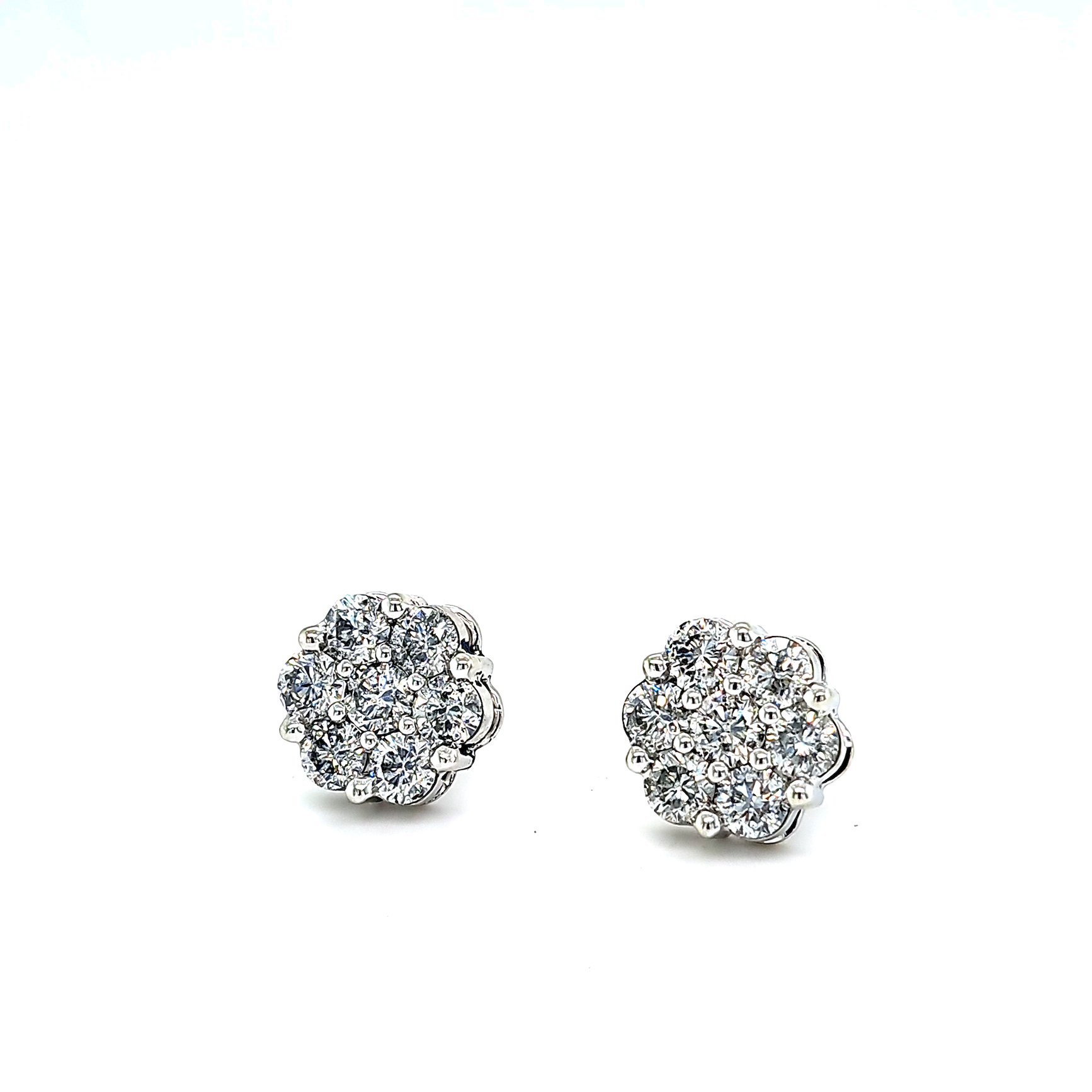 10k White Gold Diamond Pushback Earrings