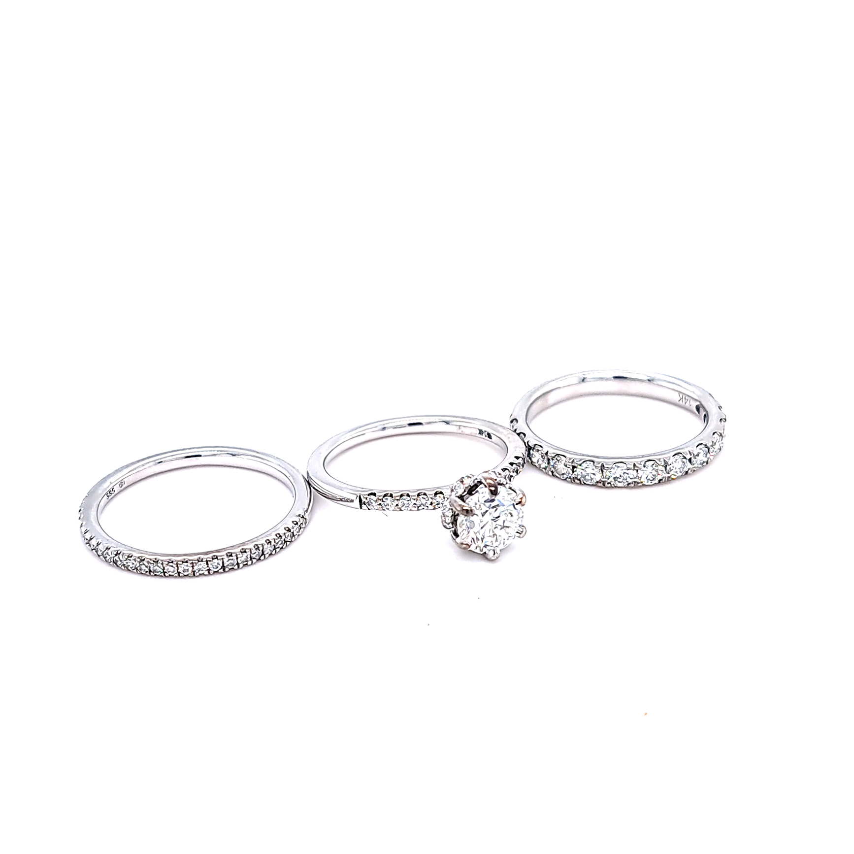 14k White Gold Diamond Stackable Rings