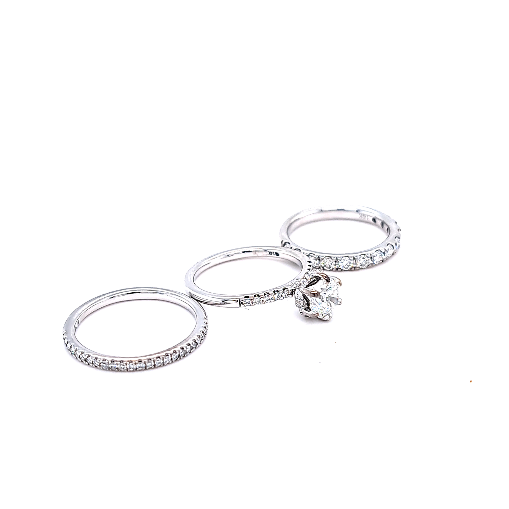 14k White Gold Diamond Stackable Rings