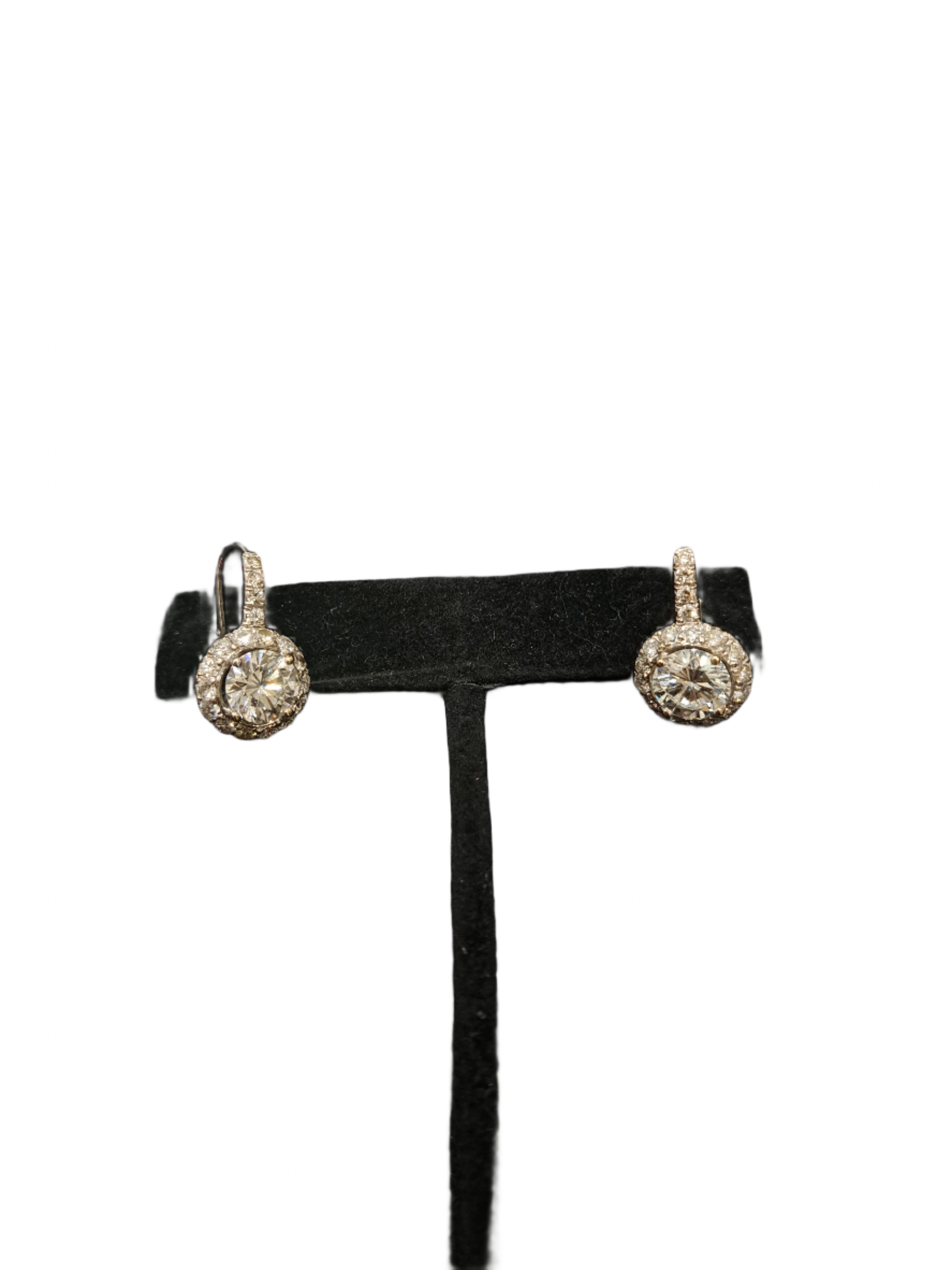 14k White Gold Diamond Earrings  - 5 carats each