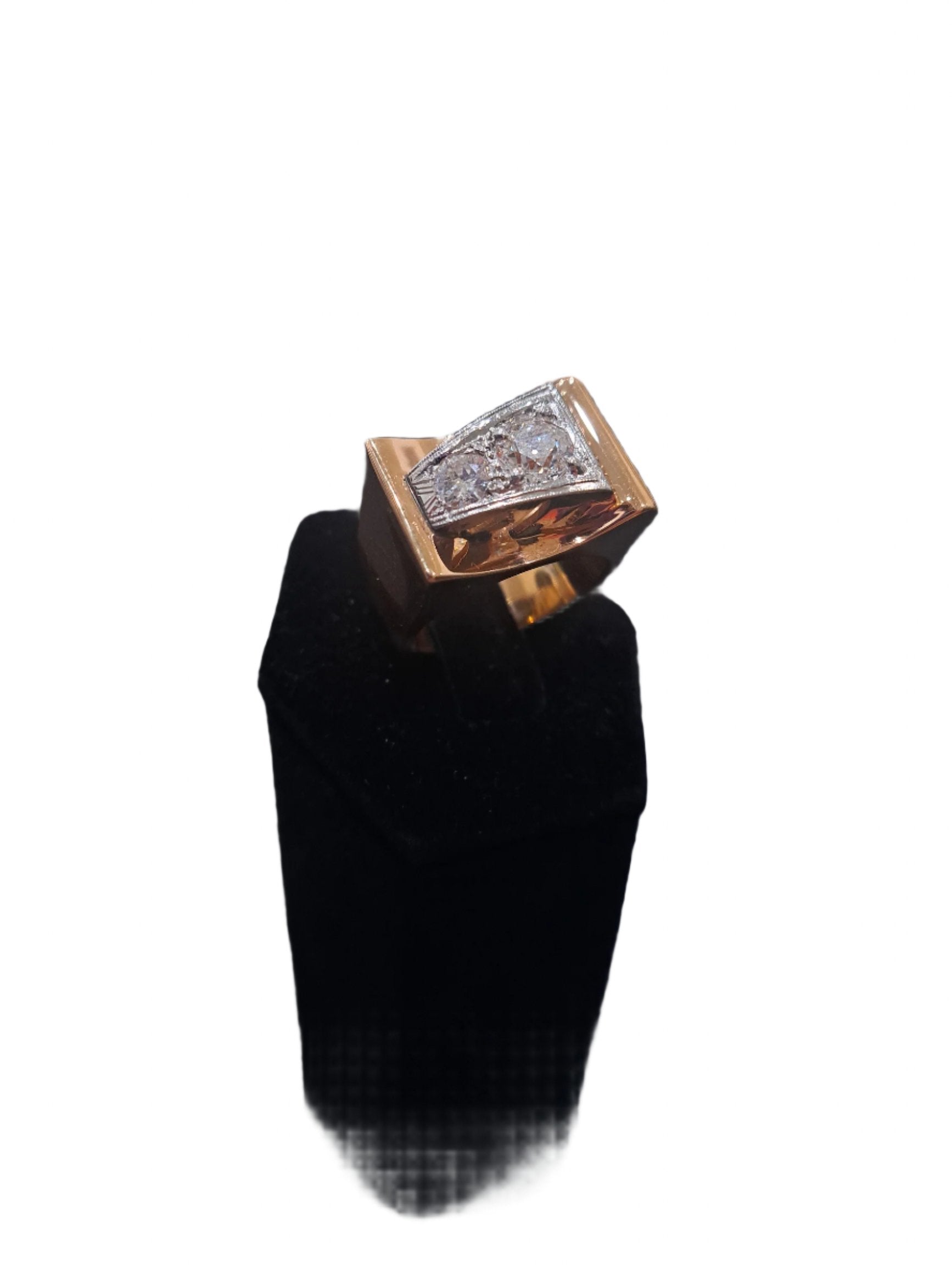 18k Rose Gold Victorian Look Mens Diamond Ring