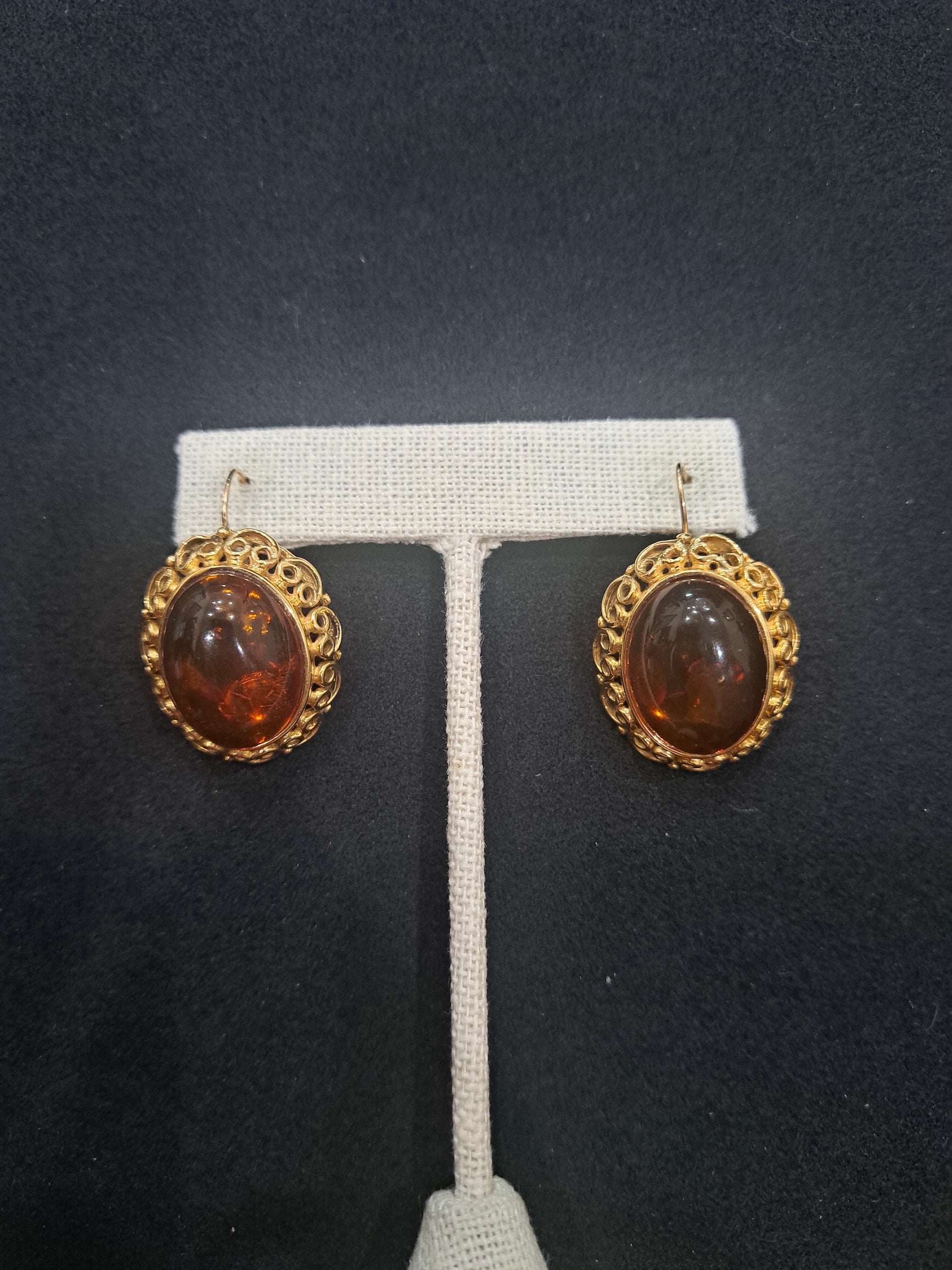 14k YG Amber Earrings