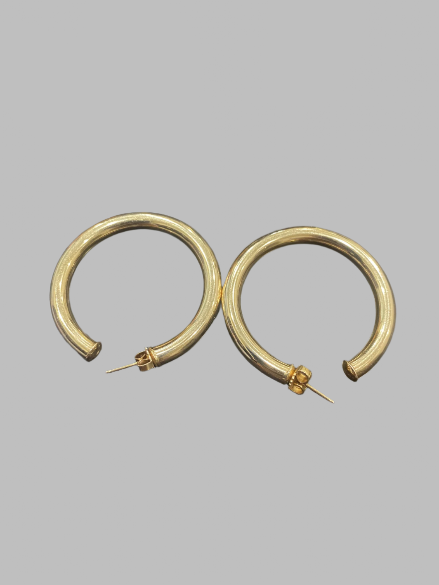 14k YG 1.25 inch Hoop Earrings