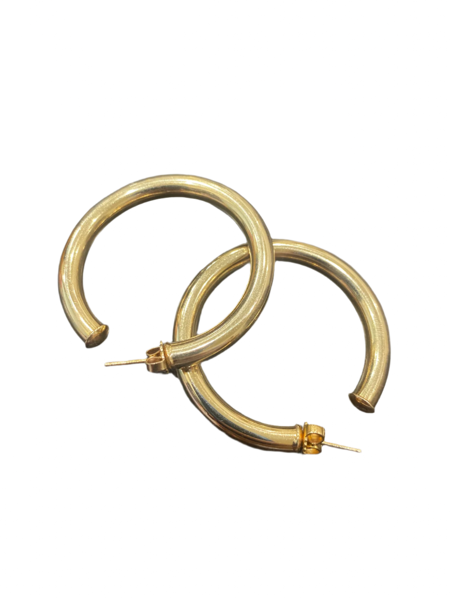 14k YG 1.25 inch Hoop Earrings