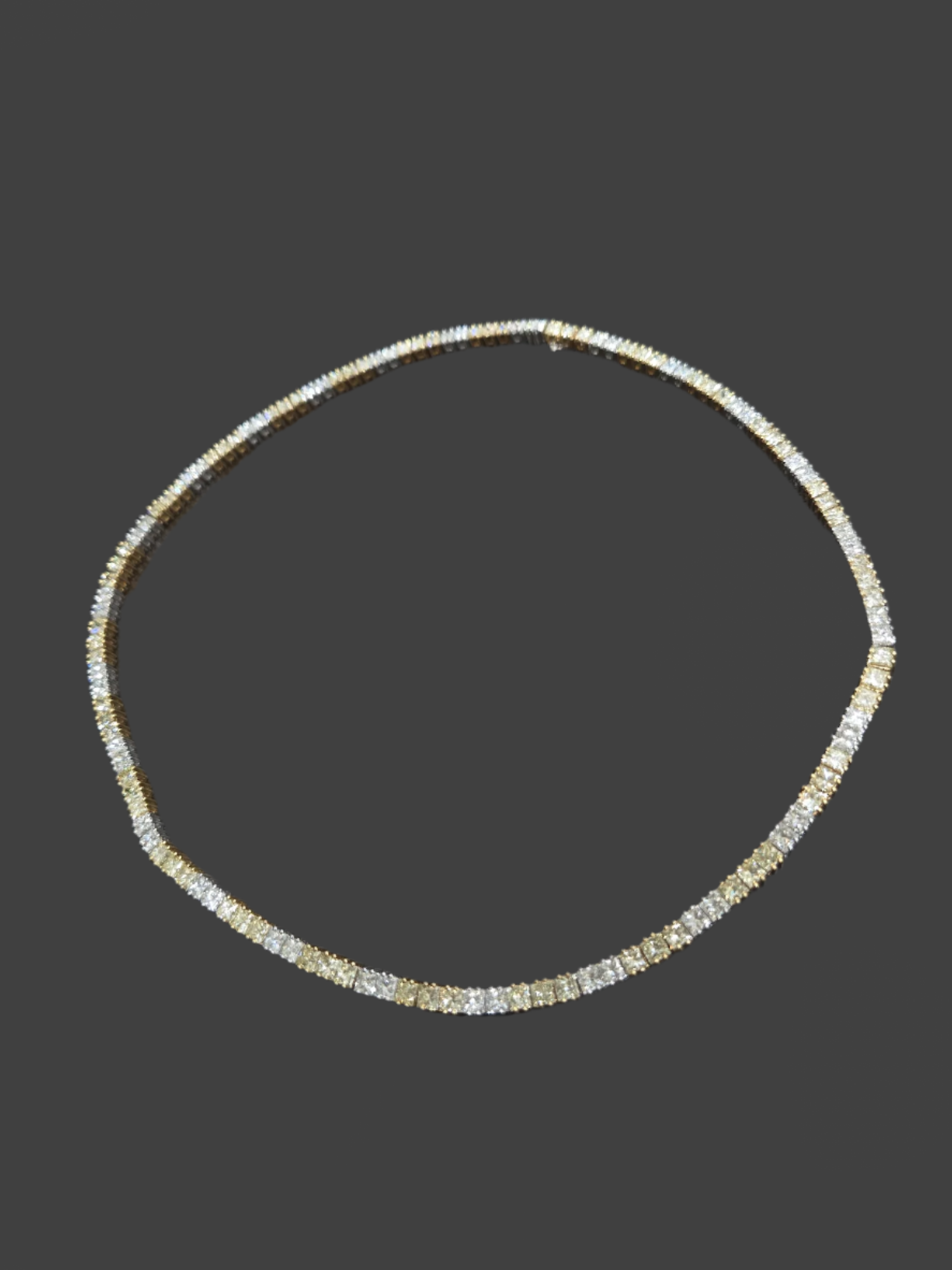 18k Gold Dual Tone Diamond Necklace - White and Canary Diamonds