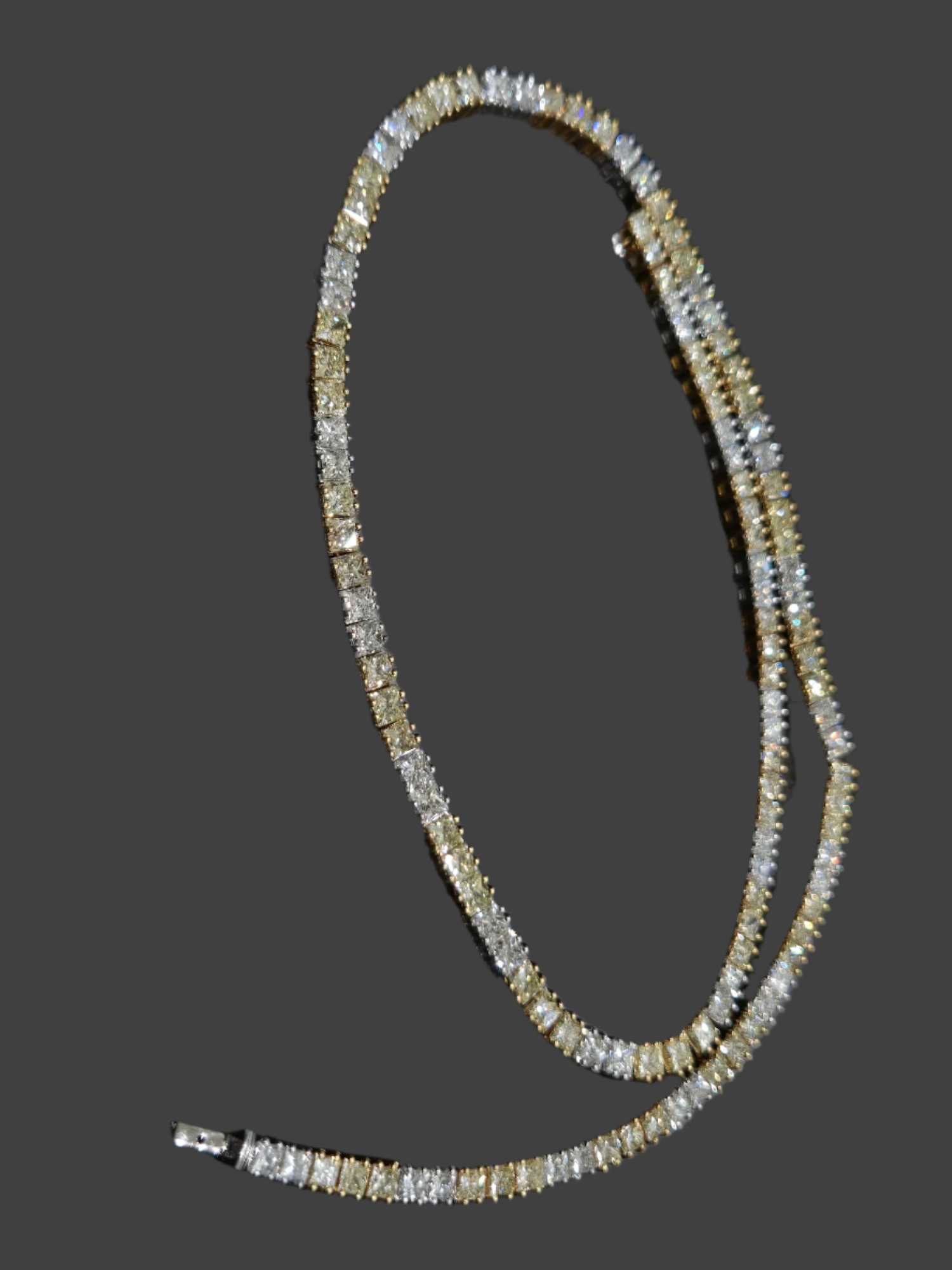 18k Gold Dual Tone Diamond Necklace - White and Canary Diamonds