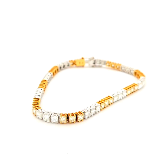 18k Gold Dual Tone Diamond Tennis Bracelet - Canary and White Diamonds