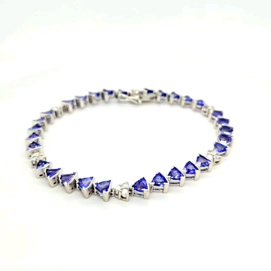 14k White Gold Tanzanite and Diamond Tennis Bracelet