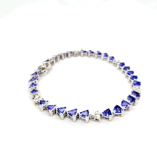 14k White Gold Tanzanite and Diamond Tennis Bracelet