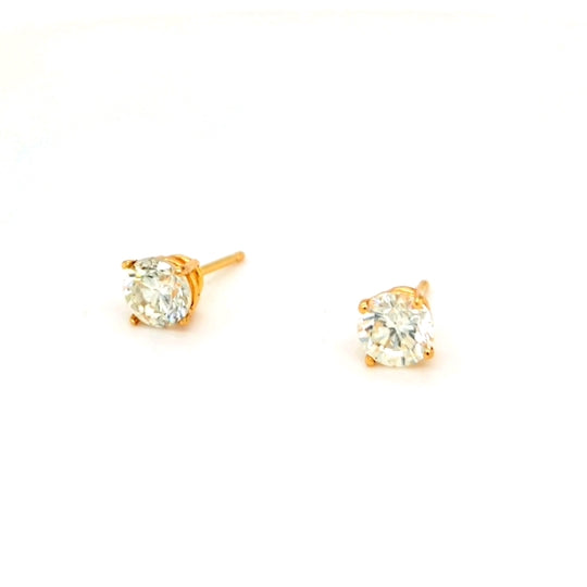 14k Yellow Gold Diamond Studs - 1.24ct