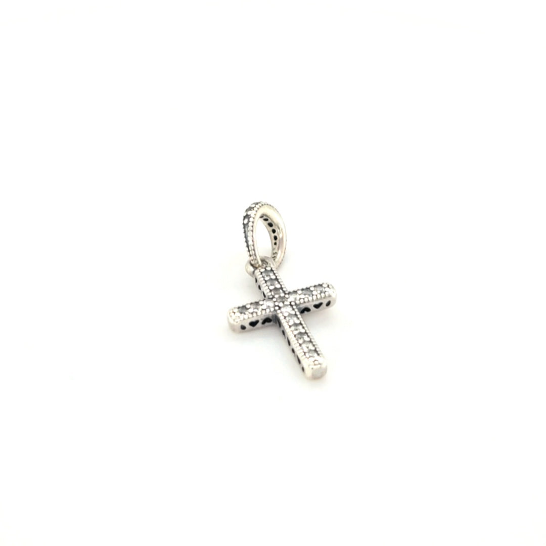 10k White Gold Diamond Cross Pendant