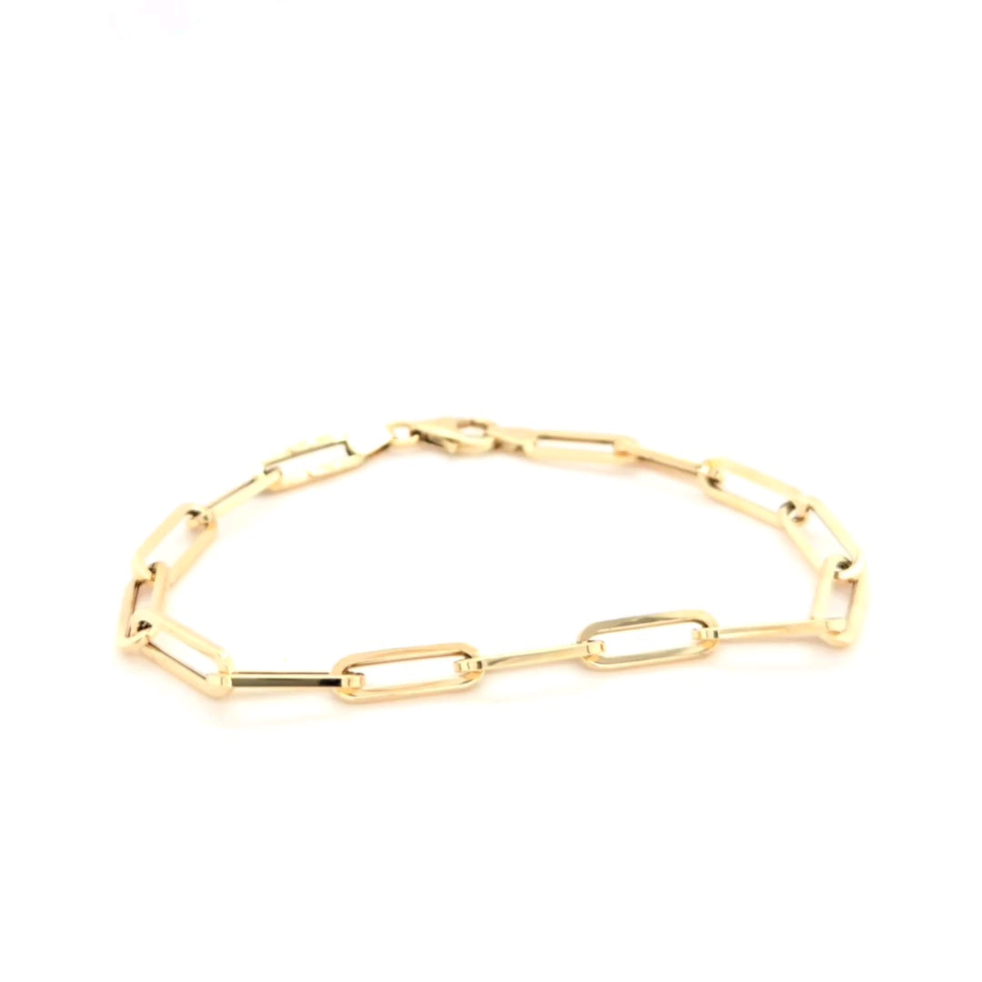 14k Yellow Gold Paper Clip Bracelet