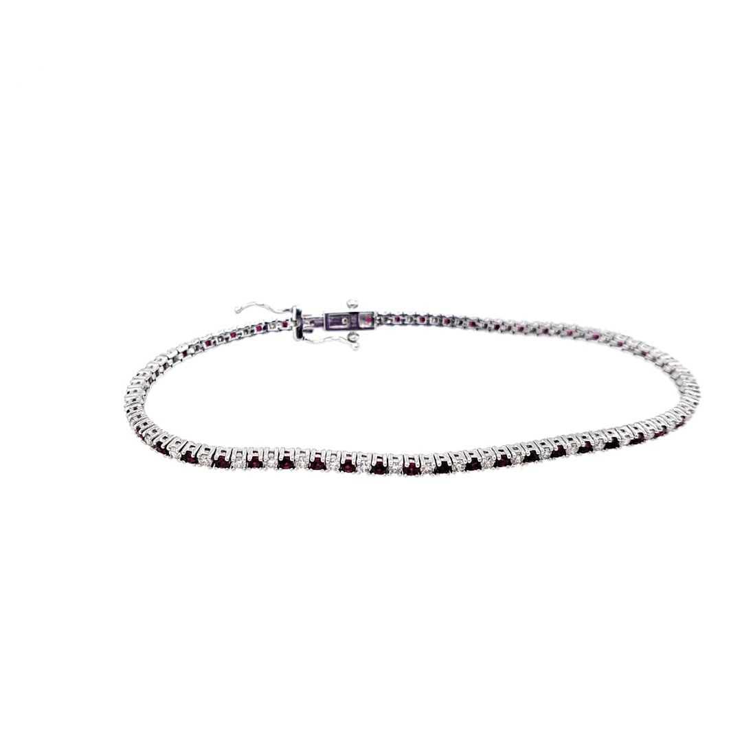 WG14k 0.99ct Diamond 1.25cs Pink Sapphire Bracelet