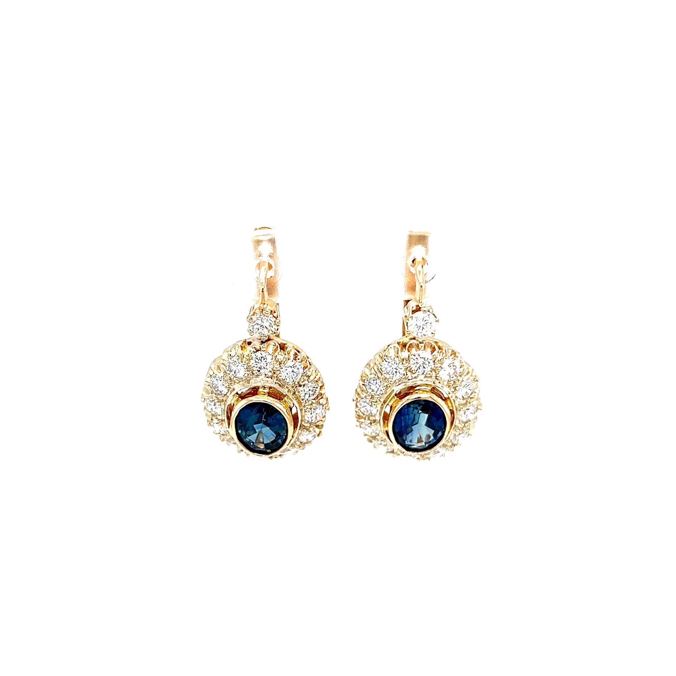 Rose Gold 14k Diamond and Sapphire Earrings | I&I Diamonds in Coconut Creek, FL